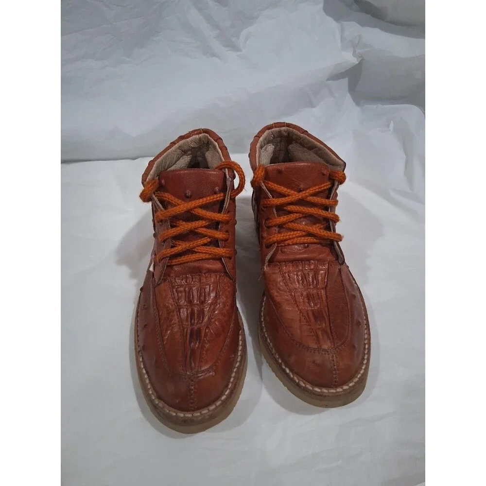Vintage El Caporal Kids Leather Handcrafted Boots, Ostrich Crocodile Sz 1.5 Y